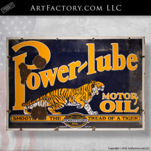 Power-Lube Motor Oil Tiger Sign