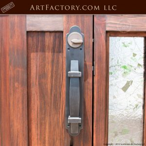 stained glass grand entrance door with English lodge style door pull
