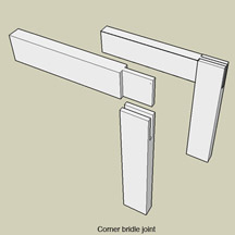 Wood furniture corner bridle joint