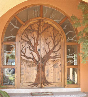 Custom carved wood doors finishes